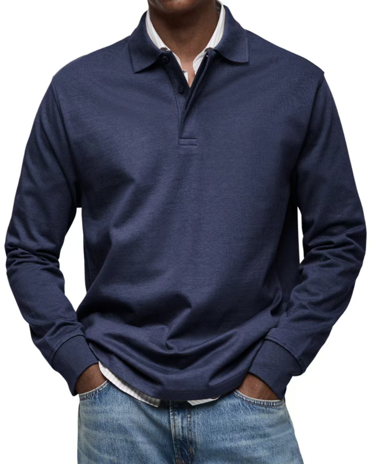 B&B - Chemise Poloshirt Casual à Manches Longues