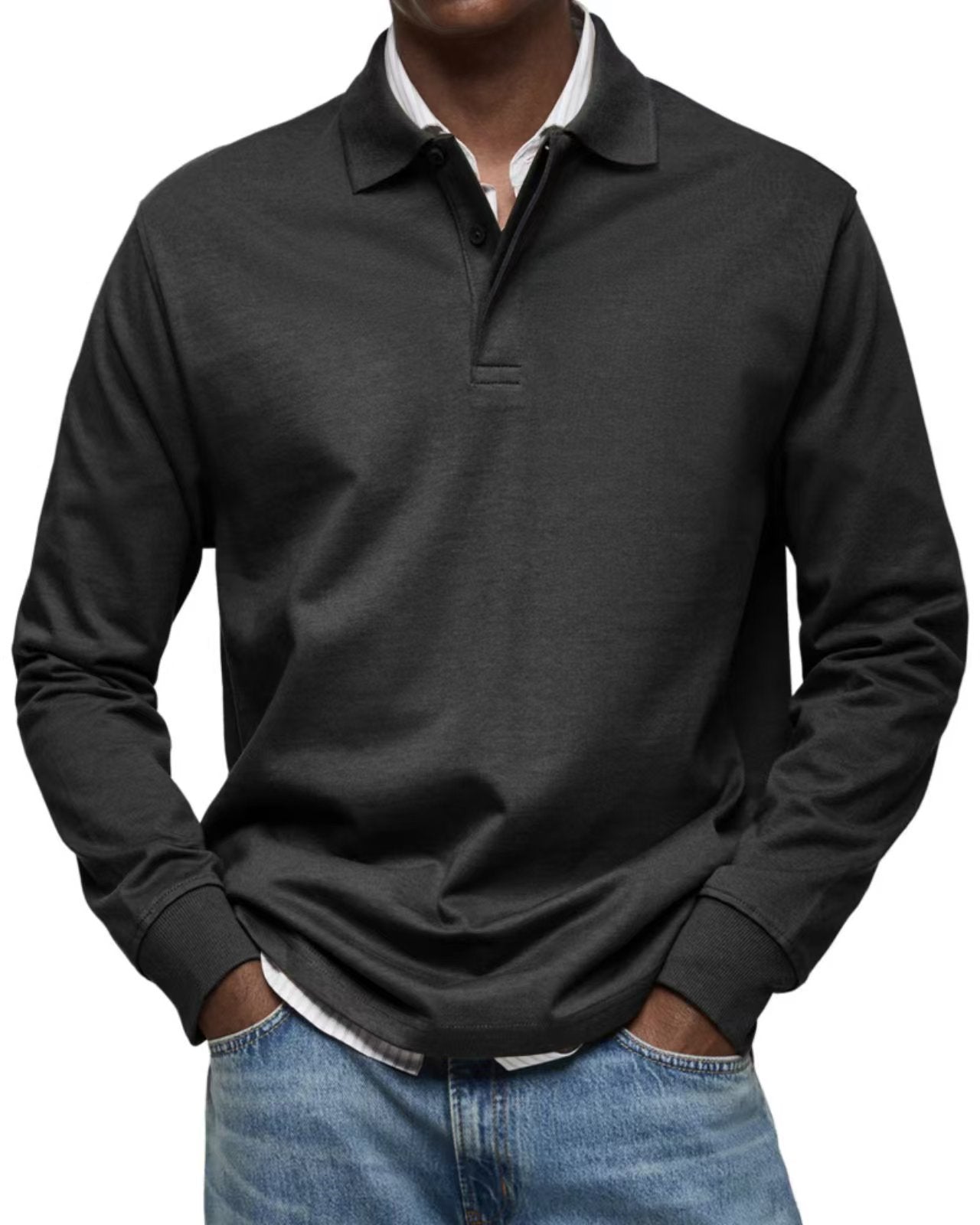 B&B - Chemise Poloshirt Casual à Manches Longues